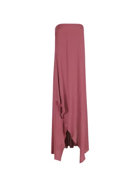 Sukienka midi Semicouture z falbankami bez ramiączek różowa