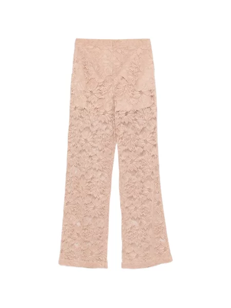 Pantaloni cu imprimeu floral Sportmax cu model floral din dantelă roz