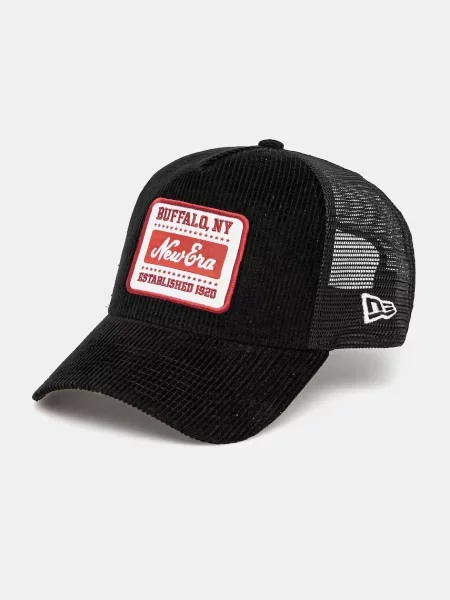 Джинсова шапка с козирка New Era с апликация черно