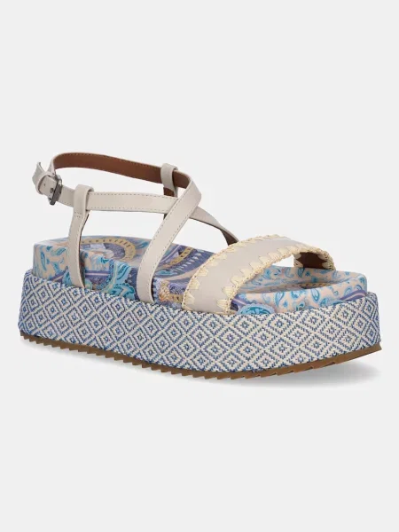 Kožené sandály Kurt Geiger London Chelsea Flatform Sandal na platformě béžová