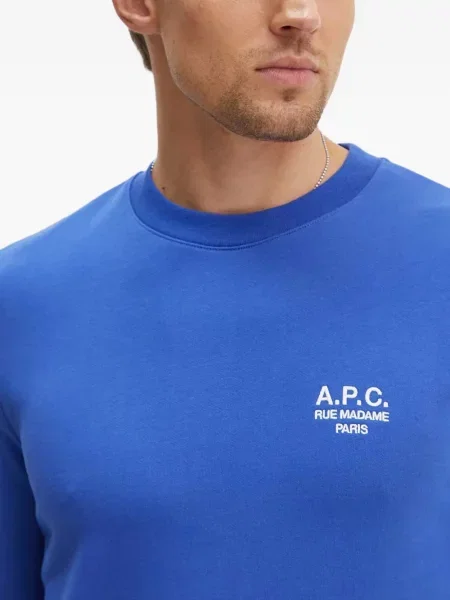 Hanorac crewneck A.p.c. cu broderie albastru