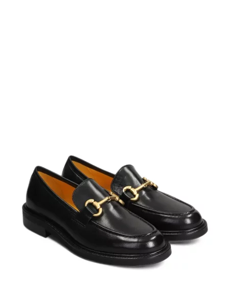 Pantofi loafer Mara Bini din piele cu cataramă negru