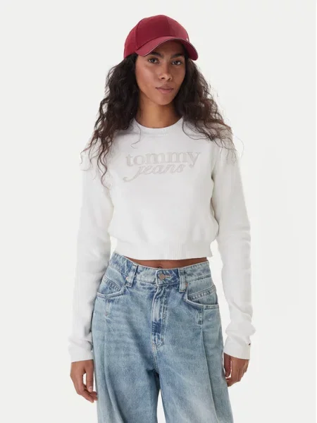 Tommy Jeans Πουλόβερ Chenille Εκρού