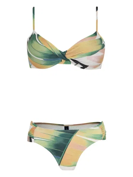 Bikini Lygia & Nanny cu imprimeu geometric verde