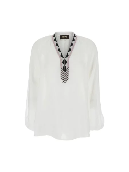 Bluzka Bazar Deluxe z dekoltem w serek biała