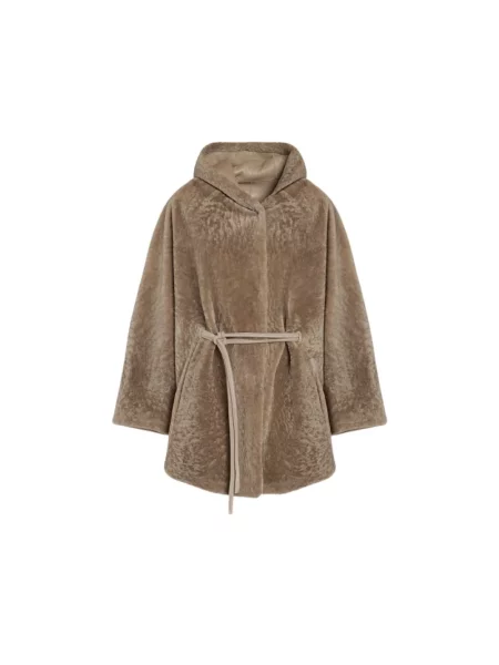 Kurtka skórzana Gimo's z kapturem brązowa