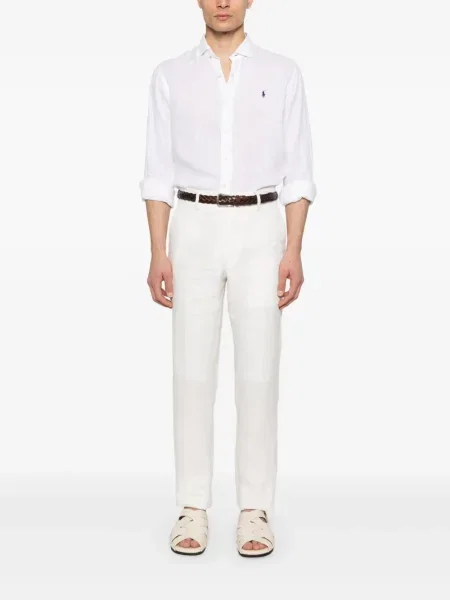 Cămașă Polo Ralph Lauren de in cu dungi alb