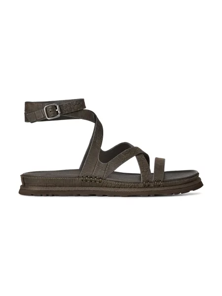 UGG sandale de piele W Goldengaze Embossed Ankle Wrap maro