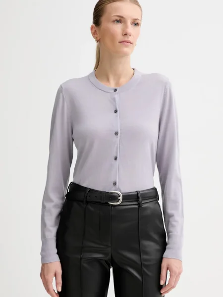 Calvin Klein Vlněný kardigan fialový