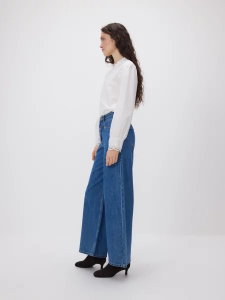 Reserved Джинси wide leg з прошиванням синій