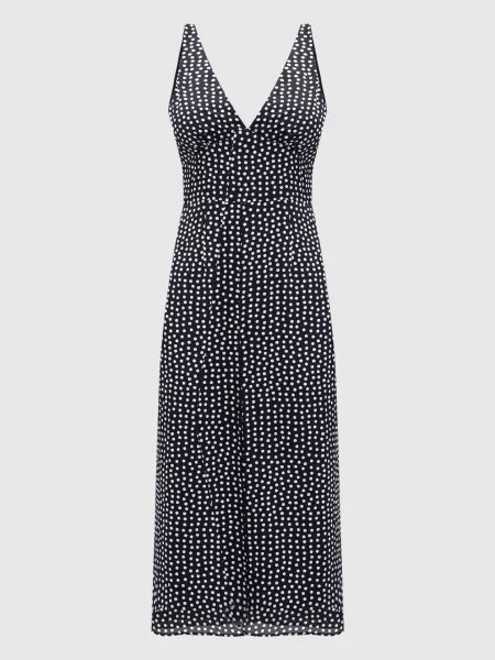 Шелковое платье миди Jacob Lee в горошек черное