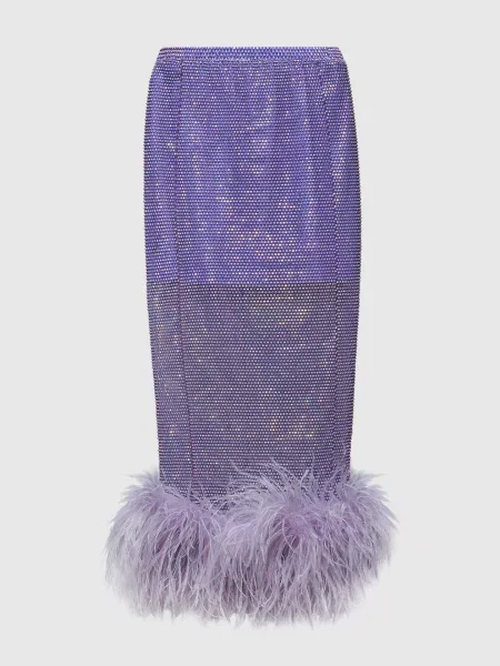 Спідниця міді з кристалами і пір'ям страуса Santa Brands фіолетова