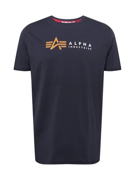 ALPHA INDUSTRIES Tricou bleumarin / alb / maro coniac albastru închis