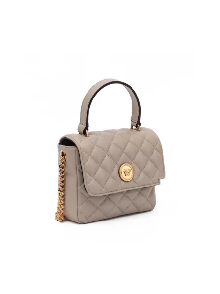 Torebka crossbody Versace skórzana pikowana beżowa