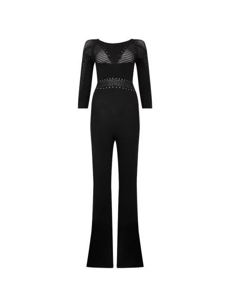 Salopetă Alberta Ferretti tricotate evazată negru