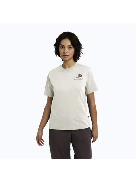 Tricou pentru femei Jack Wolfskin Cadena tent cotton white alb