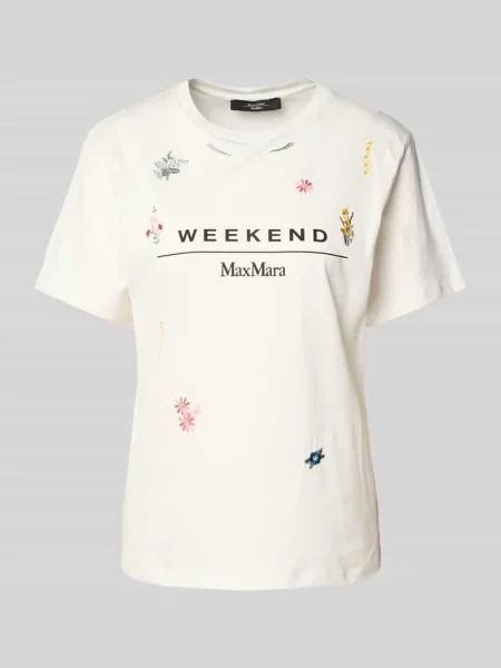 T-shirt z okrągłym dekoltem model ‘CABINA’ Weekend Max Mara czerwona