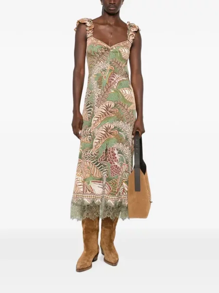 Rochie midi Farm Rio cu imagine verde