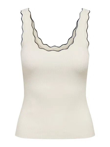 JDY Top brodat JDYNANNA / alb murdar negru