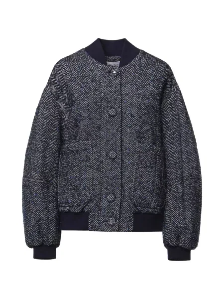 Geacă bomber Genny cu model herringbone albastru