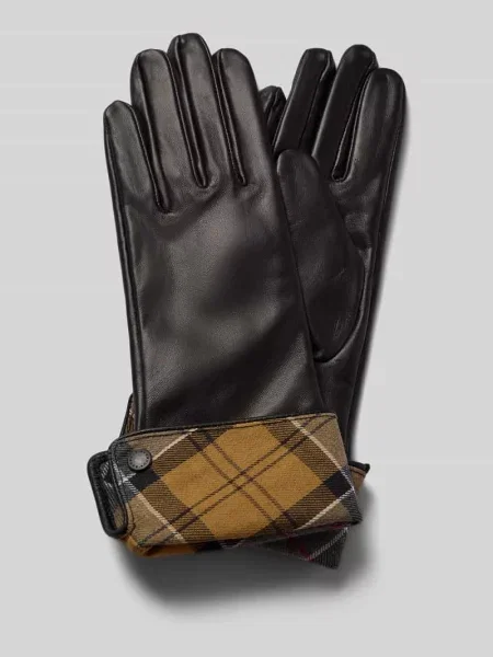 Rękawiczki z naturalnej skóry ze skóry bydlęcej model LADY JANE' Barbour czarne