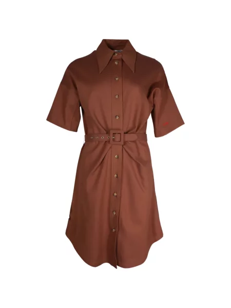 Cu centură rochie tip cămașă Victoria Beckham maro