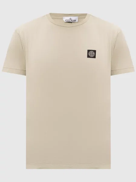 Футболка кольору хакі з контрастною нашивкою логотипа Stone Island