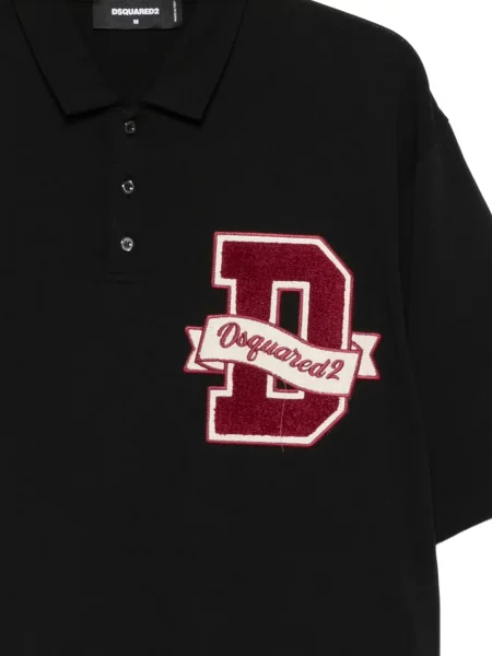 Tricou polo Dsquared2 cu autograf negru