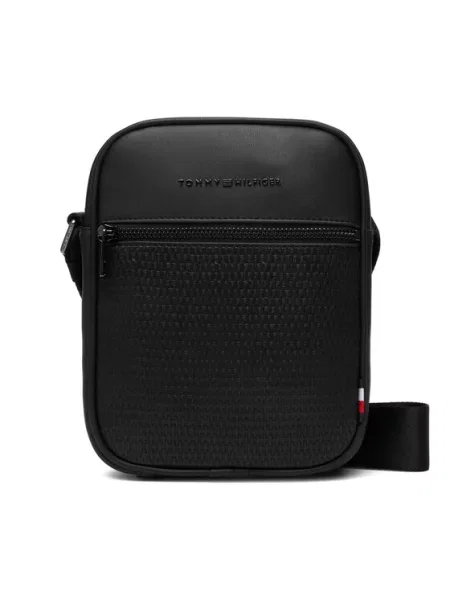 Geantă crossover Tommy Hilfiger Th Woven Mini Reporter negru