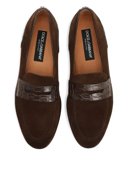 Kožne loaferice Dolce & Gabbana smeđa