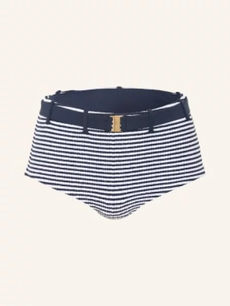Seafolly Majtki Bikini Clubhouse Belted Hollywood blau białe