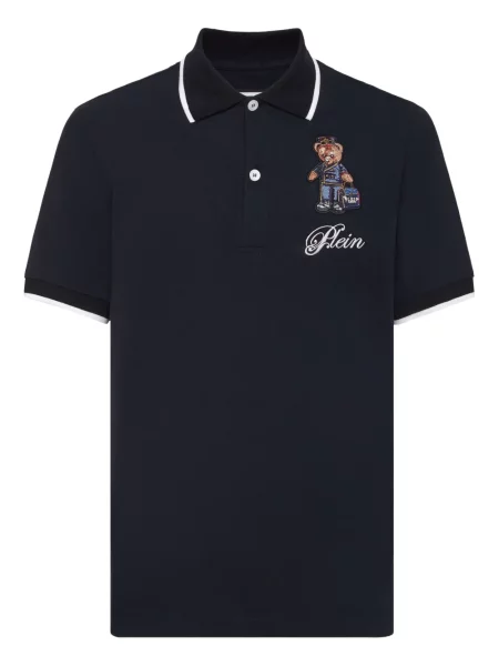 Polo Philipp Plein cu broderie teddy albastru