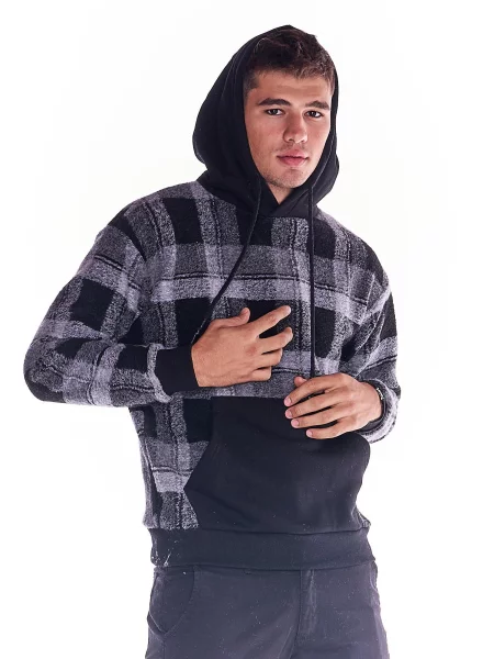 Bluza z wełna z kaptur na outdoor na co dzień czarna