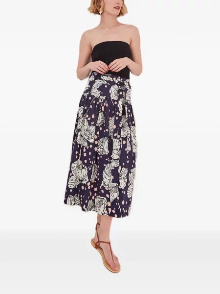 Fustă midi Cara Cara cu model floral cu imagine albastru