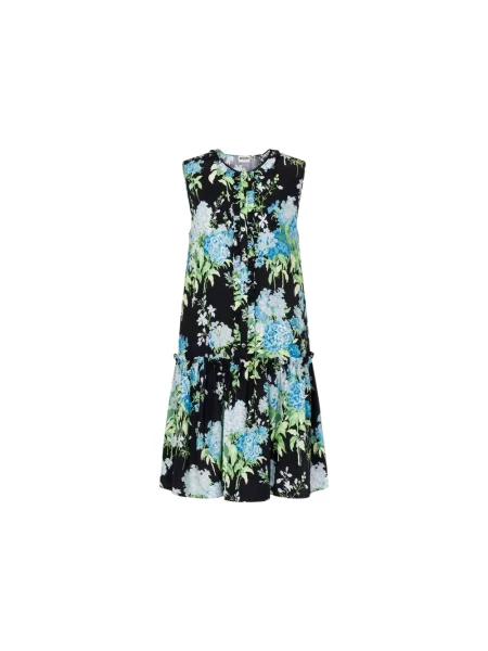 Satynowa sukienka Moschino z nadrukiem garniturowa