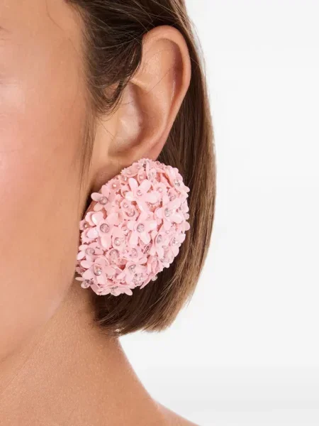 Cercei Oscar De La Renta cu model floral roz