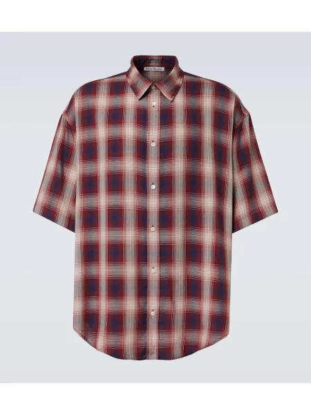 Cămașă Acne Studios în carouri roșu