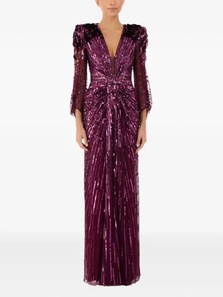 Rochie maxi Jenny Packham cu paiete de costum violet
