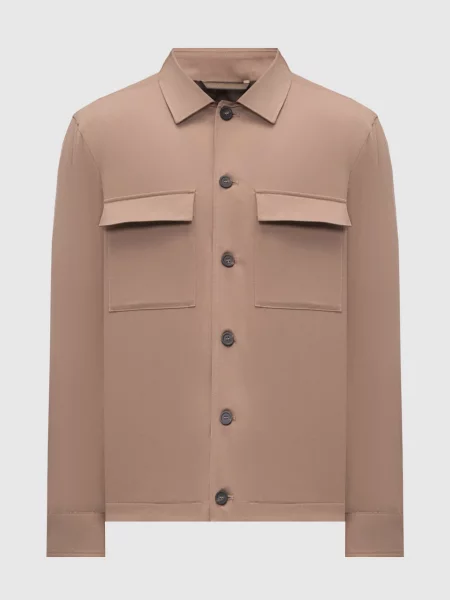 Куртка з льоном в стилі сорочки Peserico коричнева