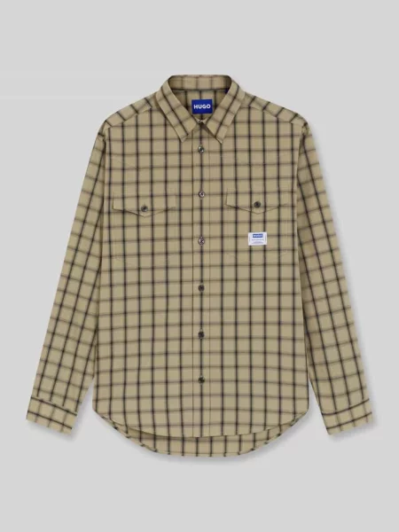 Koszula casualowa o kroju oversized z czystej bawełny model EBALTOW' Hugo Blue beżowa