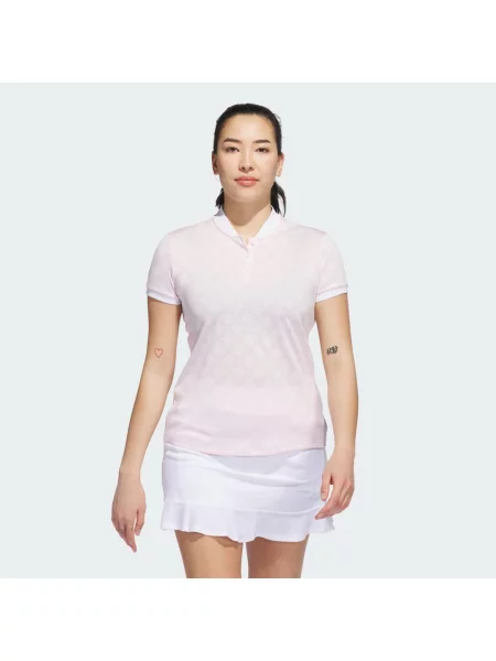 Jacquard Short Sleeve Polo Shirt różowe