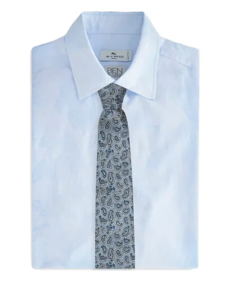 Cravată Etro de mătase cu model paisley albastru
