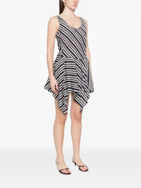 Rochie mini Iro cu dungi asimetrică albastru