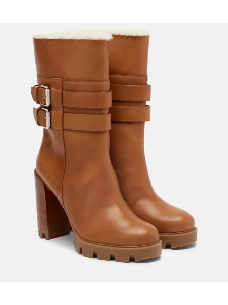 Cizme scurte Christian Louboutin din piele maro