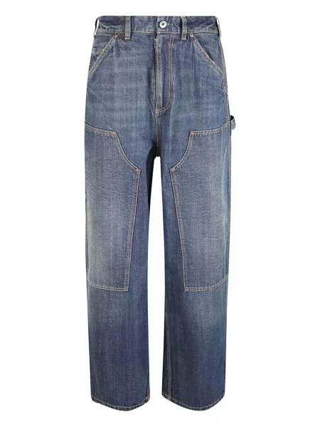 Szerokie jeansy Maison Margiela z przetarciami niebieskie