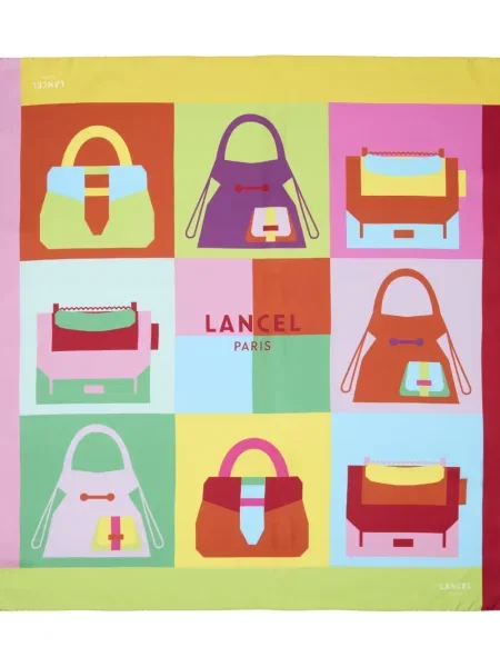 Fular Lancel de mătase cu imagine roz