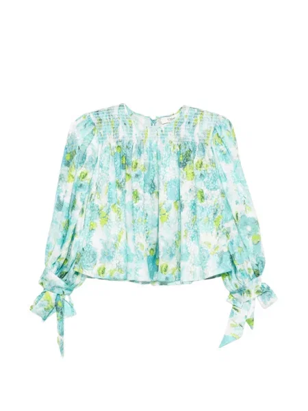Bluză Chloé cu model floral cu decolteu în U albastru