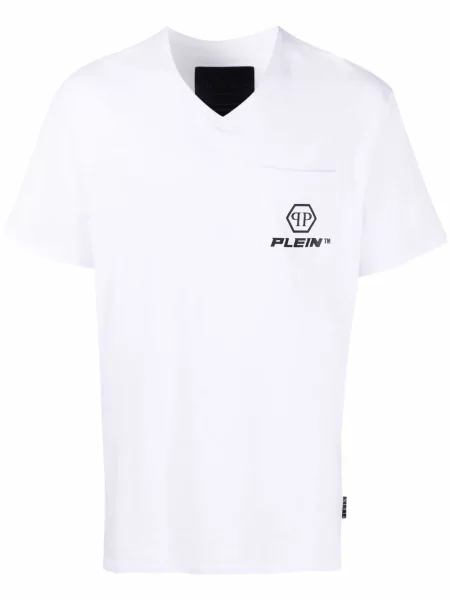 Tricou Philipp Plein cu imagine scurt alb