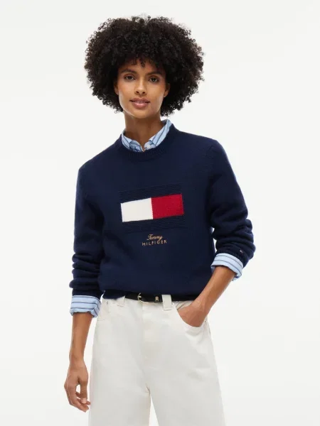 Tommy Hilfiger wełniana bluzka z domieszką kaszmiru Kobiety Kaszmir S niebieski