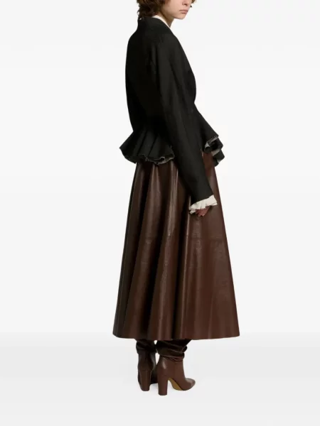 Fustă din piele Alberta Ferretti evazată maro